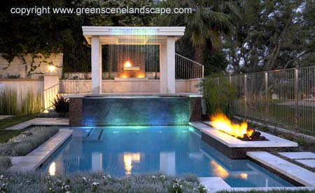 Kurkcuoglu swimming pool and Spa with Fire Features Designed by Scott Cohen